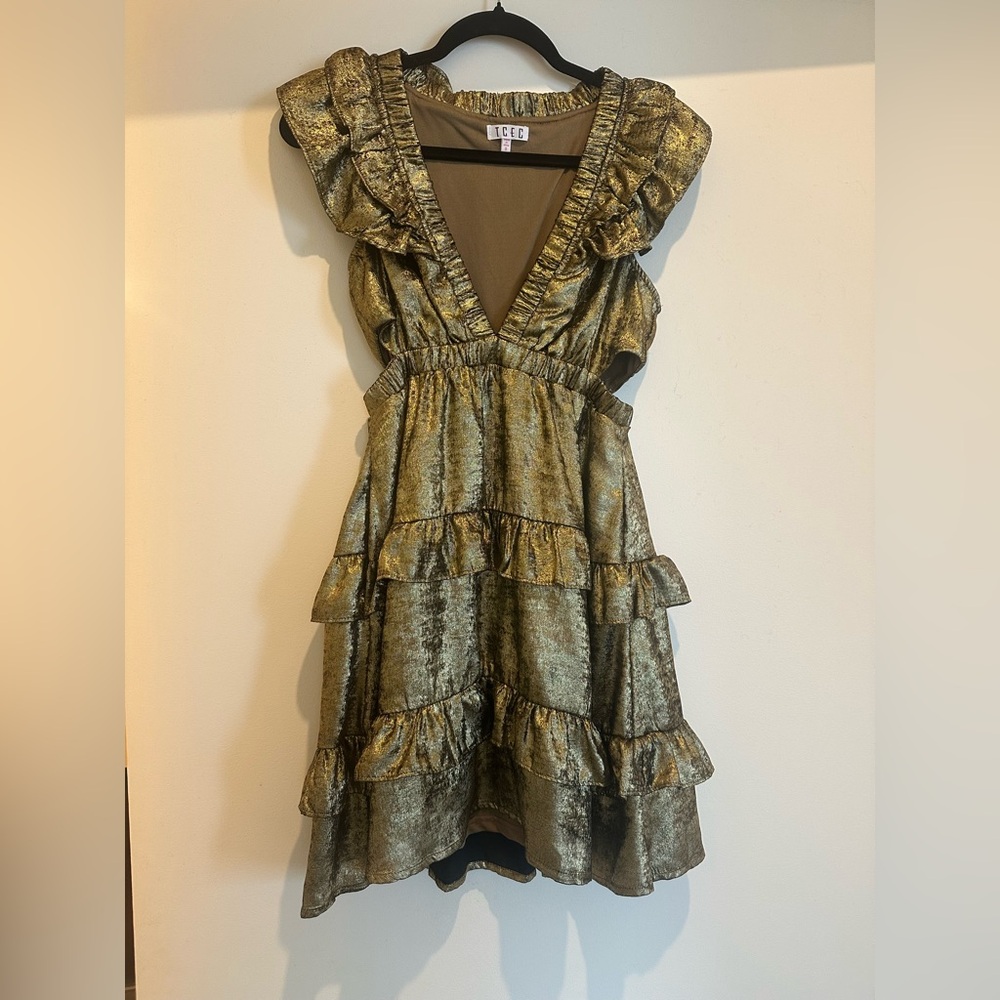 Elegant TCEC Gold Ruffled Dress